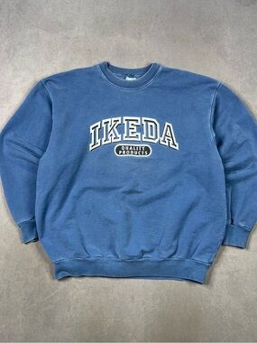 Vintage IKEDA Men's Blue Crewneck Sweatshirt